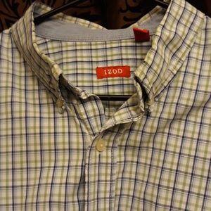 Izod men's long sleeve pocket plaid shirt